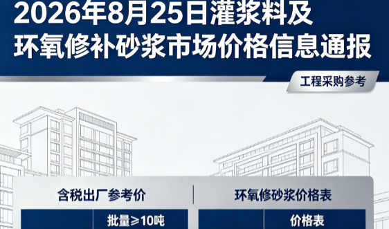 贵德2026年8月25日灌浆料及环氧修补砂浆市场价格信息通报